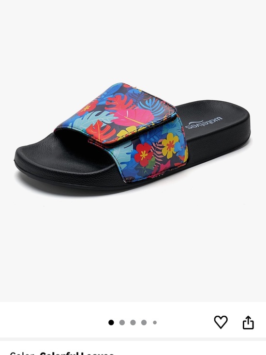 WateLves Other - Kids Floral Slide Sandals - Black with Multicolor Floral Strap Sz 1